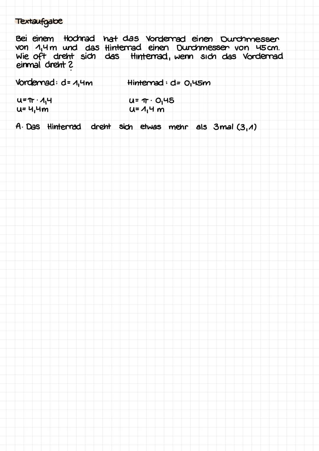 Kreisumfang
Der Umfang u eines Kreises wird mit der Kreiszahl πT („pi")
berechnet.
Für den Umfang u eines Kreises mit der Durchmesser d bzw.