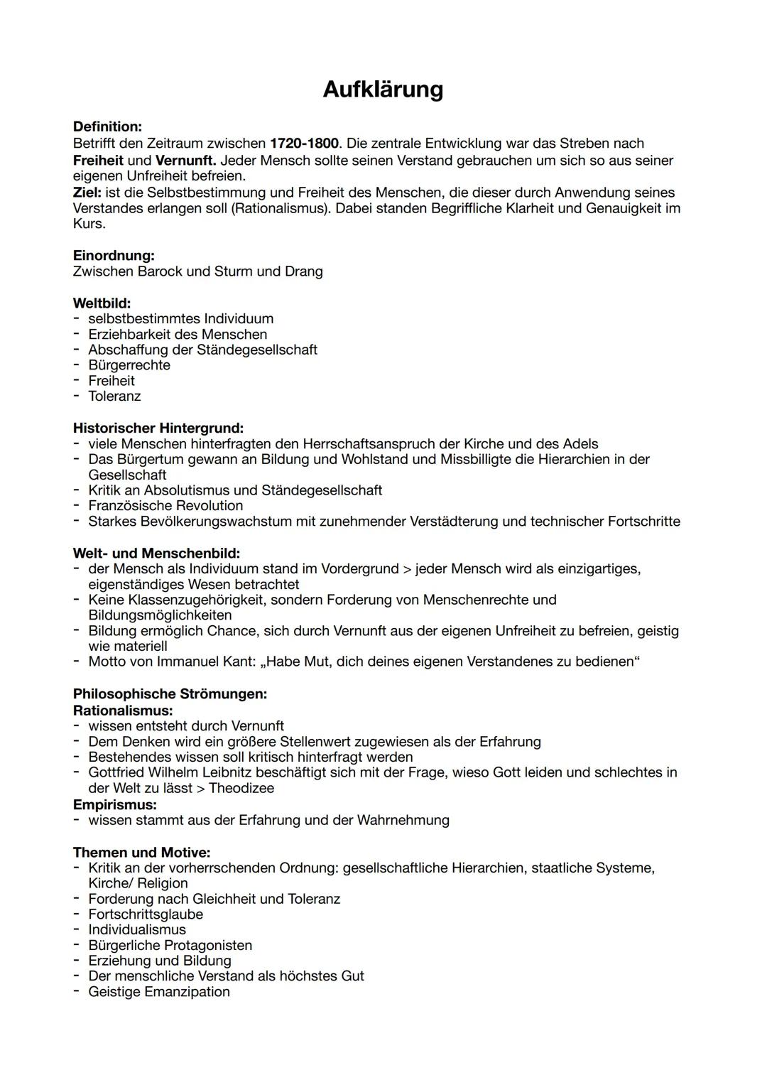 # Aufklärung
Definition:
Betrifft den Zeitraum zwischen 1720-1800. Die zentrale Entwicklung war das Streben nach
Freiheit und Vernunft. Jed