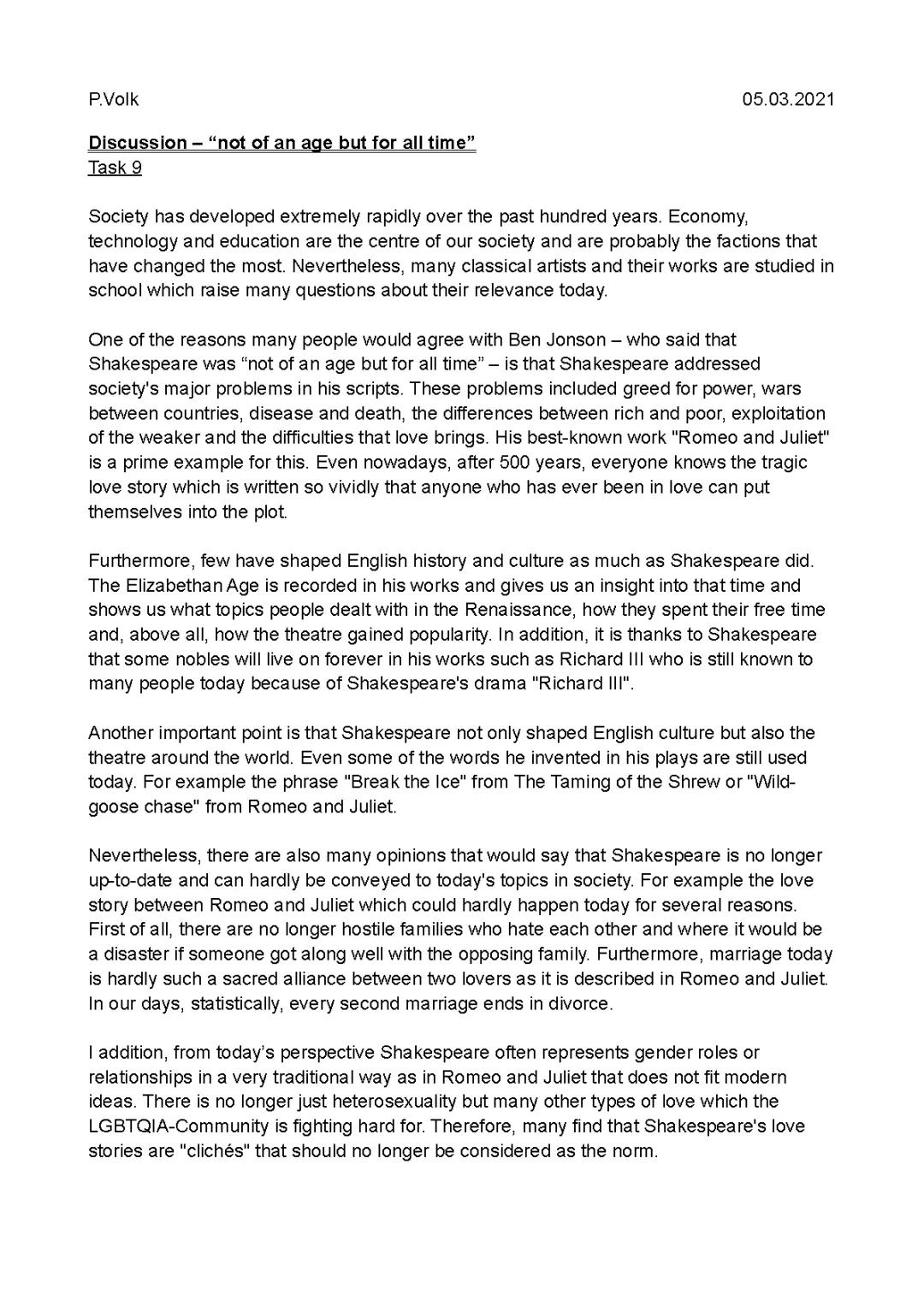 Discussion – Is Shakespeare still relevant today?