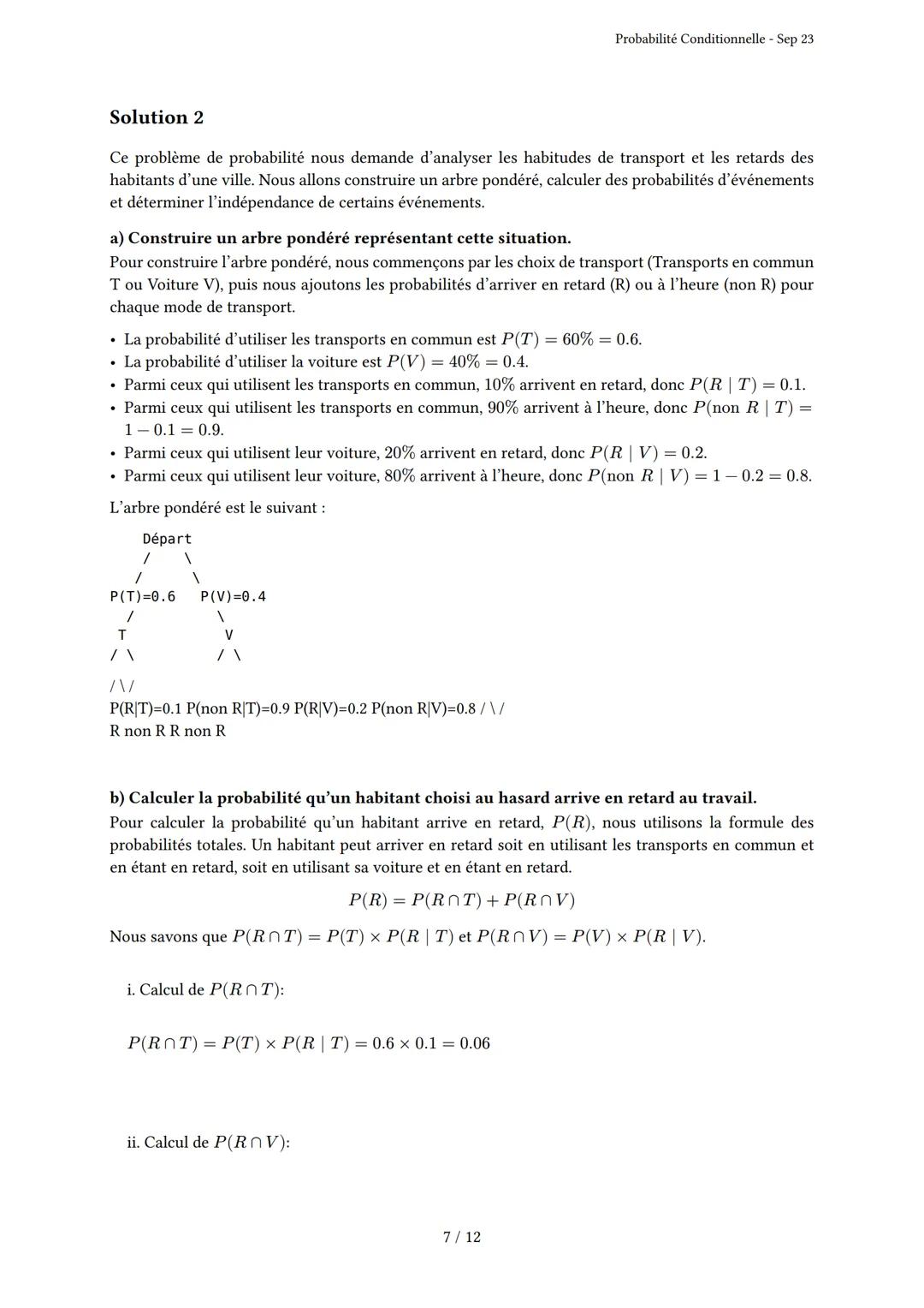 # Probabilité Conditionnelle
Généré par Knowunity.fr - Sep 23
Description: Cet examen couvre la probabilité conditionnelle, les arbres pon