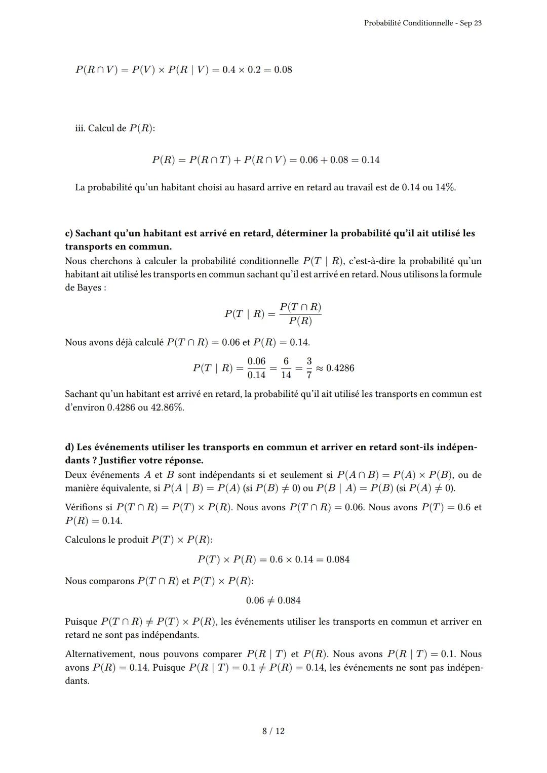 # Probabilité Conditionnelle
Généré par Knowunity.fr - Sep 23
Description: Cet examen couvre la probabilité conditionnelle, les arbres pon